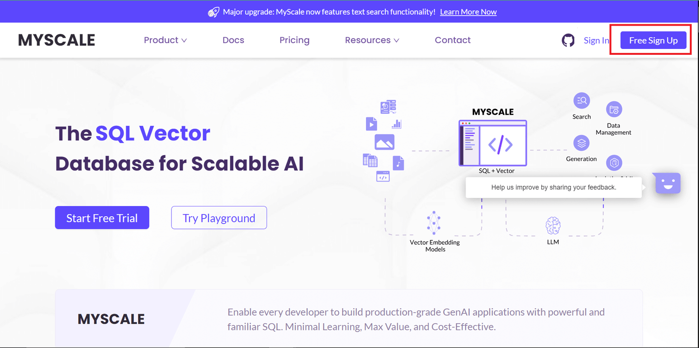 MyScale Homepage